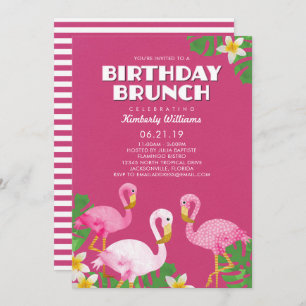 Invitación Brunch de cumpleaños Rosado Fuchsia