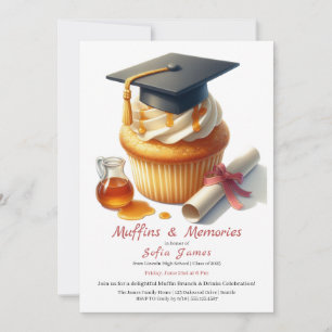 Invitación Brunch de Cupcake de Celebración de Graduación