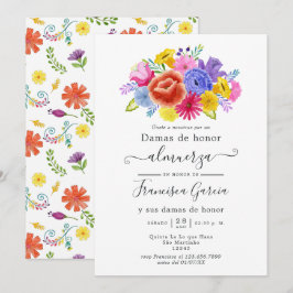 Invitación Brunch de Damas de Honor de Fiesta Floral Española
