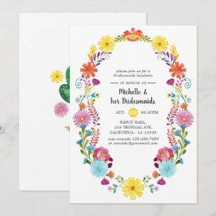 Invitación Brunch de Damas de Honor Fiesta Floral Colorida
