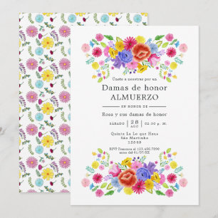 Invitación Brunch de Damas de Honor Fiesta Floral Española
