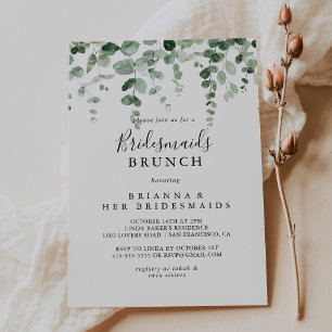 Invitación Brunch de Damas de Honor Minimalista de Eucalipto