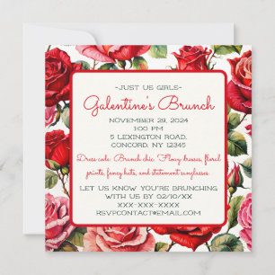 Invitación Brunch de damas del Día de Rosey Galentine