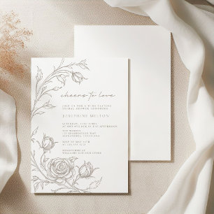 Invitación Brunch de Desayuno Nupcial Sepia Vintage Elegante