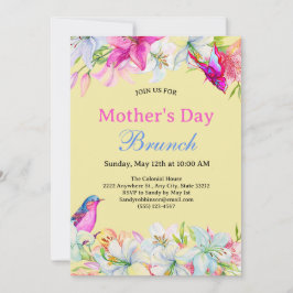Invitación Brunch de Día de la Madre con una suave acuarela f