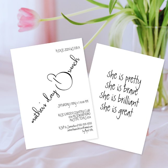 Invitación Brunch de Día de la Madre de caligrafía elegante y (Subido por el creador)