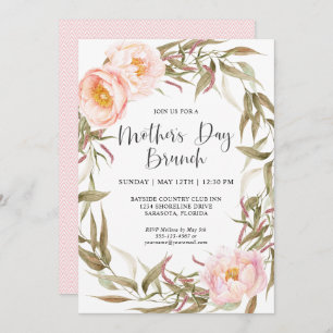 Invitación Brunch de Día de la Madre de flores de guirnaldas 