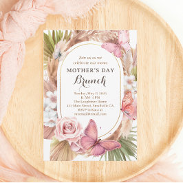Invitación Brunch de Día de la Madre floral de mariposa acuát