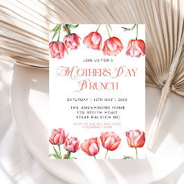 Invitación Brunch de Día de la Madre floral de tulipanes rosa