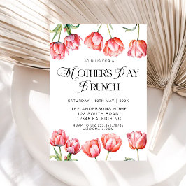 Invitación Brunch de Día de la Madre floral de tulipanes rosa