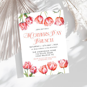 Invitación Brunch de Día de la Madre floral de tulipanes rosa