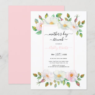 Invitación Brunch de Día de la Madre floral rosa rosa silvest