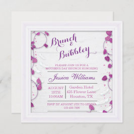 Invitación Brunch de Día de la Madre morado y burbujeante