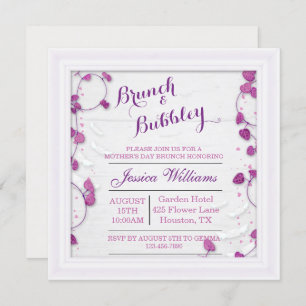 Invitación Brunch de Día de la Madre morado y burbujeante