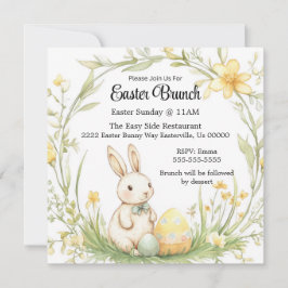 Invitación Brunch de domingo de Pascua Amarillo y Alegre