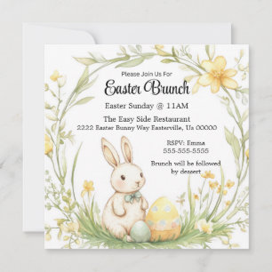Invitación Brunch de domingo de Pascua Amarillo y Alegre