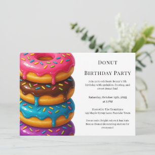 Invitación Brunch de Donut Dulce Celebración de Cumpleaños