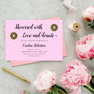 Invitación Brunch de donuts de Baby Shower rosado