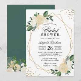 Invitación Brunch de ducha con flores de novia dorada Purpuri