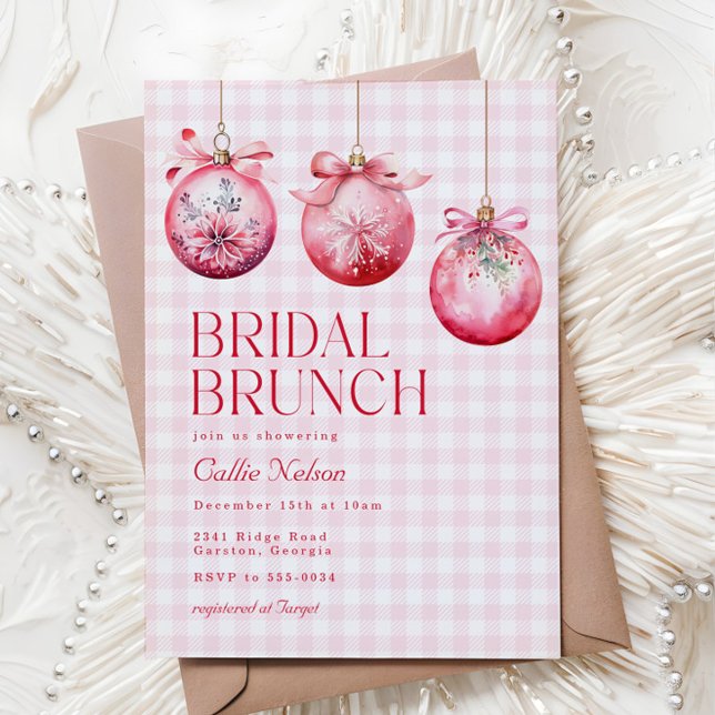 Invitación Brunch de ducha de novia con adorno de Navidad ros (Subido por el creador)