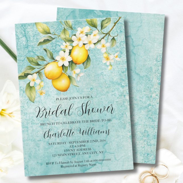 Invitación Brunch de ducha de novia con tema de limón (Lemon Themed Bridal Shower Brunch Invitation
)