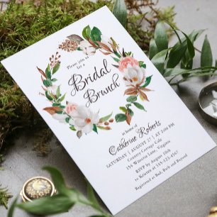 Invitación Brunch de ducha de novia floral rosa acuarela