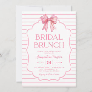 Invitación Brunch de ducha de novia rosada Bow