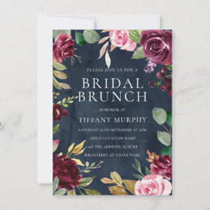 Invitación Brunch de ducha marrón marrón floral de coraje de