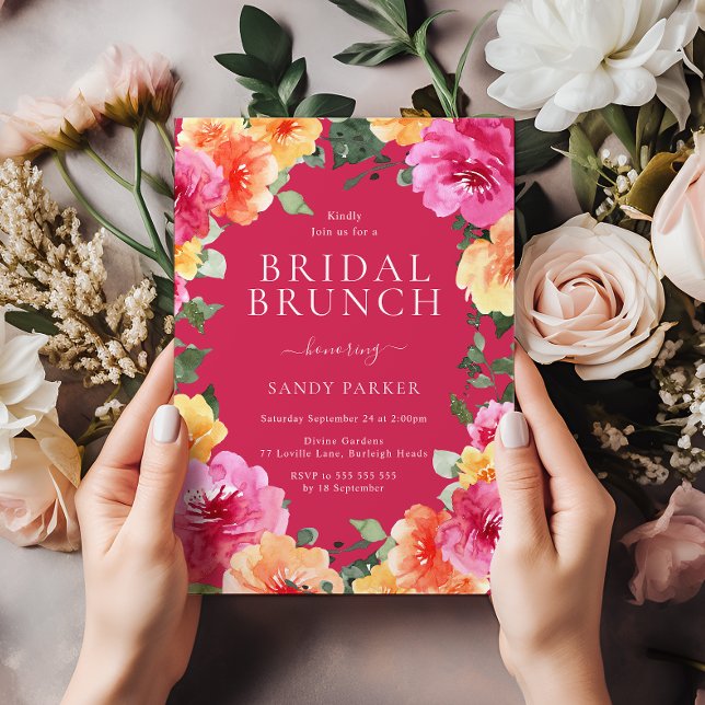 Invitación Brunch de ducha marrón rosa rosa floral negrita co (Subido por el creador)