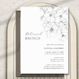 Invitación Brunch de ensayo floral Minimalista negro y blanco