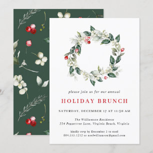 Invitación Brunch de ferias navideñas acuarelas Navidades Hol