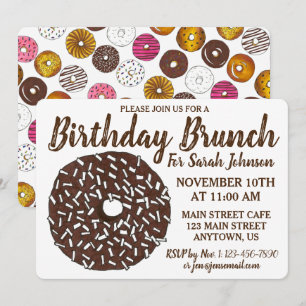 Invitación Brunch de fiesta de cumpleaños de donut de chocola
