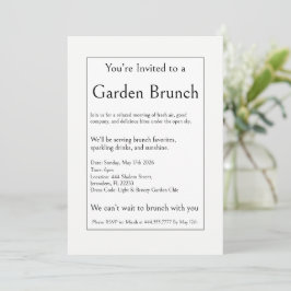 Invitación Brunch de fiesta en el jardín al aire libre, minim
