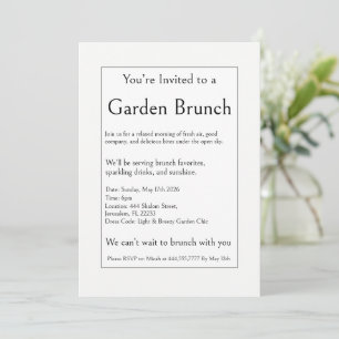 Invitación Brunch de fiesta en el jardín al aire libre, minim