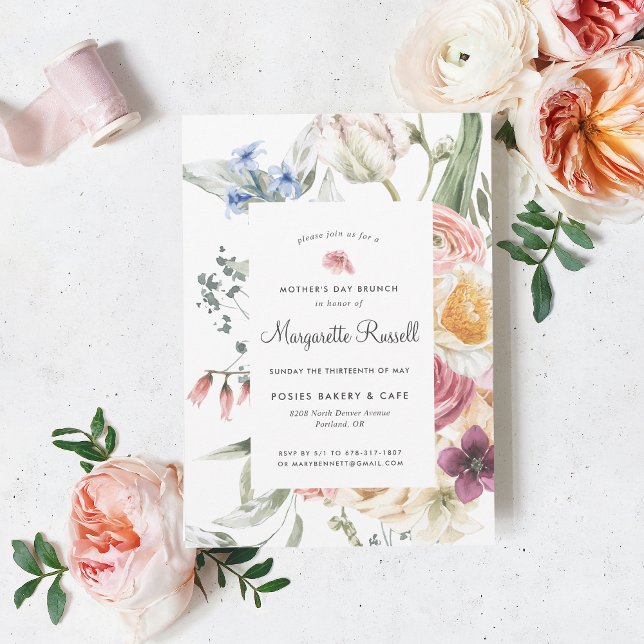 Invitación Brunch de flores de primavera en acuarela para el  (Subido por el creador)