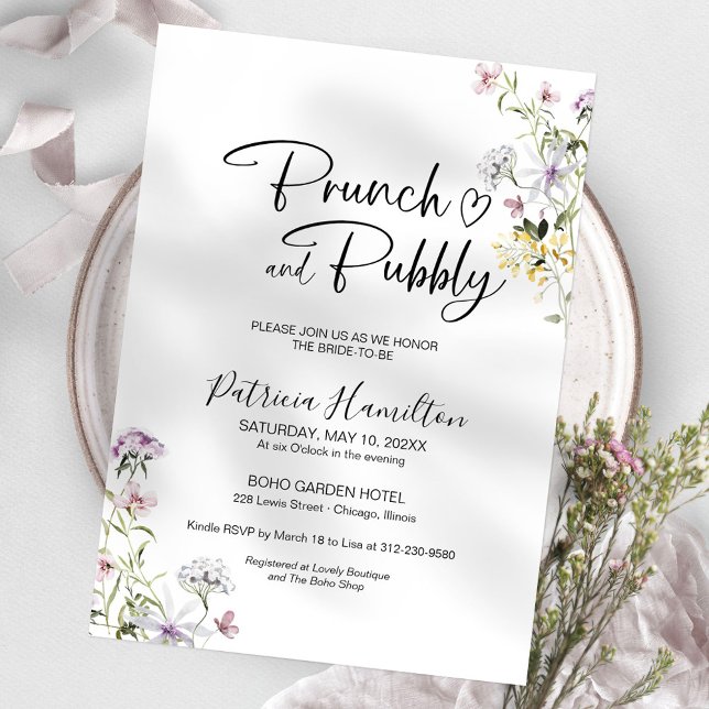 Invitación Brunch De Flores Silvestres Y Ducha De Novias De B (Subido por el creador)