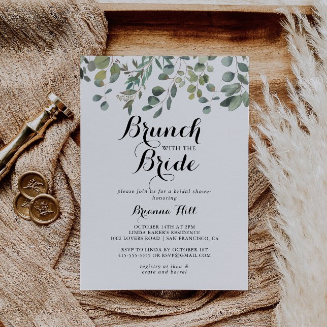 Invitación Brunch de Foliage Eucalyptus con ducha de novia (Subido por el creador)