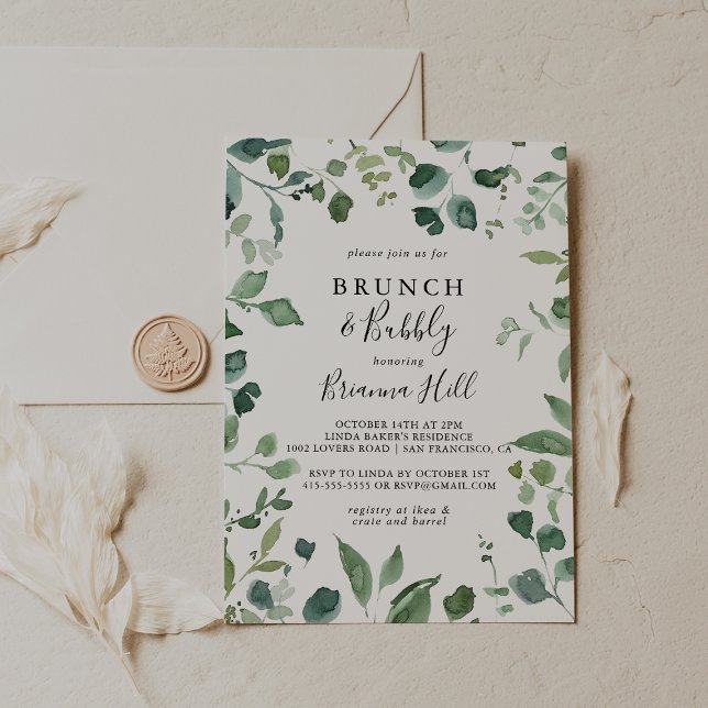 Invitación Brunch de follaje de guiones y ducha de novias con (Subido por el creador)