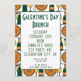 Invitación Brunch de Galentines Day Mimosas Retro