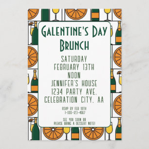 Invitación Brunch de Galentines Day Mimosas Retro