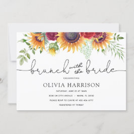 Invitación Brunch de girasoles y Rosas con ducha de novia