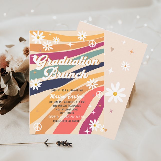 Invitación Brunch de graduación con estilo retro y acuarela d (Subido por el creador)