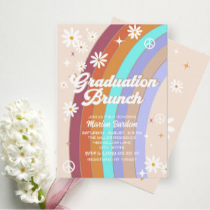 Invitación Brunch de graduación de cuatricromía retro Groovy