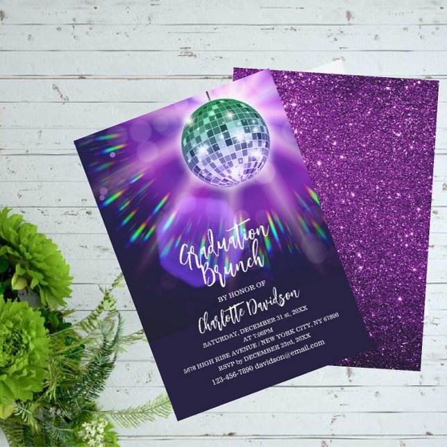 Invitación Brunch de graduación de la fiesta disco (Subido por el creador)