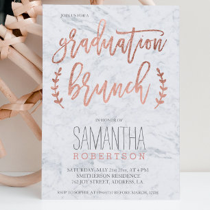 Invitación brunch de graduación de mármol de tipografía de or