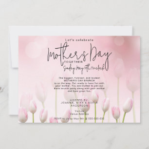 Invitación Brunch de guiones del Día de la Madre con tulipane