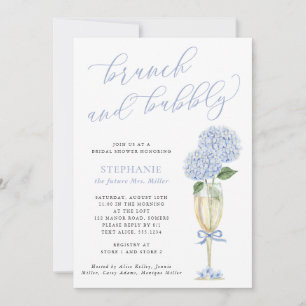 Invitación Brunch de Hortensias Azules y Lluvia de Champán