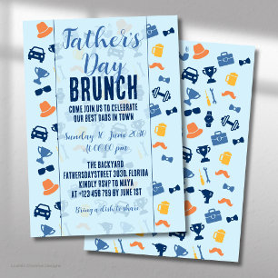 Invitación Brunch de íconos azules claros del Día del Padre