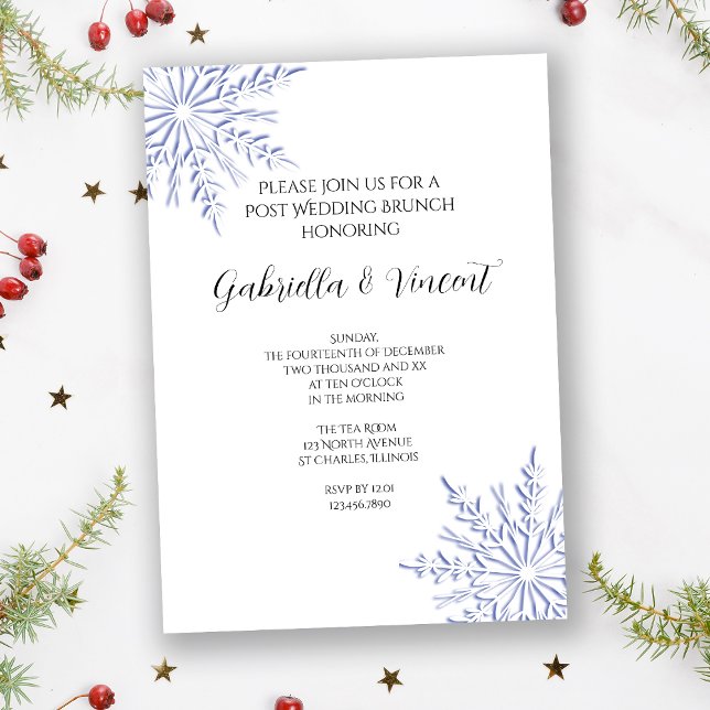 Invitación Brunch de invierno después de la boda Copos de Nie (Subido por el creador)