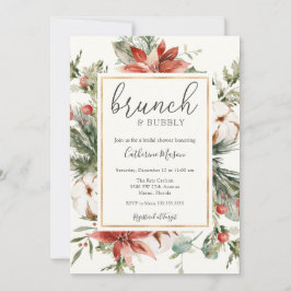Invitación Brunch de invierno y ducha de novias con burbujas